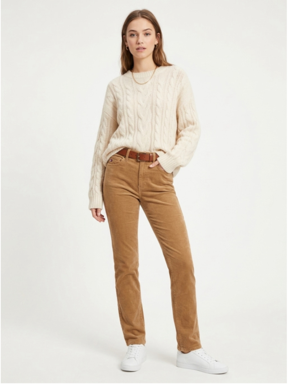 90s Aesthetic Tommy Hilfiger Tan Corduroy Trousers • Straight Leg Size 8 - 119